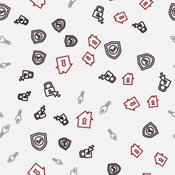 set line lock shield with check mark key vector image