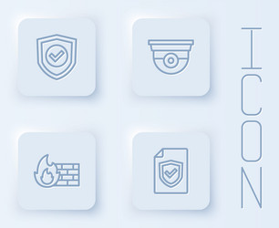 set line shield with check mark security camera vector image