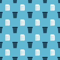 set trash can and file document on seamless vector image