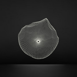 wireframe object with lines and dots abstract 3d vector image