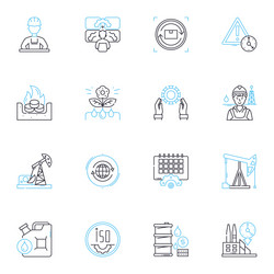 assembly line linear icons set automation vector image