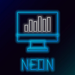glowing neon line computer monitor with graph vector image