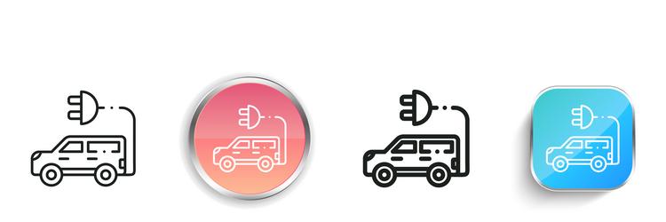 hybrid car icon thin linear regular and button vector image