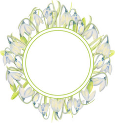 romantic spring frame with snowdrops on outer vector