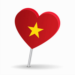 vietnamese flag heart-shaped map pointer layout vector image