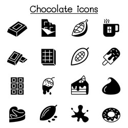 cacao chocolate cocoa icon set graphic design vector image