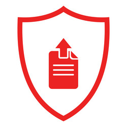 document upload and shield vector image