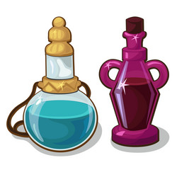 two bottles of elixir on white background vector image