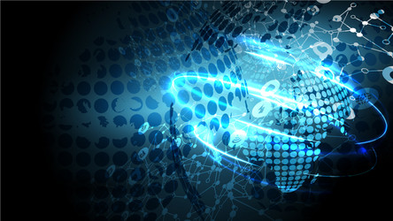 blue abstract network background with globe vector image