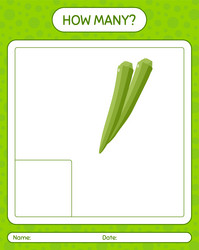 How many counting game with okra worksheet vector