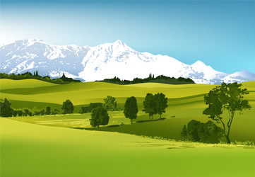 Mountain landscape with river Royalty Free Vector Image