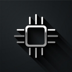 silver computer processor with microcircuits cpu vector image