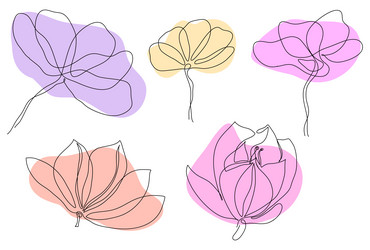 Simple spring hand drawn flowers set with leafs Vector Image
