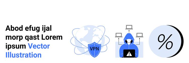 vpn security with hacker protection and global vector image