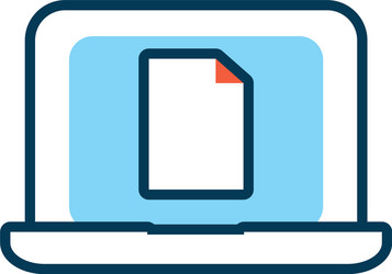 Laptop computer with document file vector