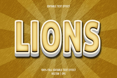 lions editable text effect 3 dimension emboss vector image