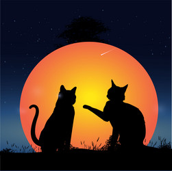 Two cats on the moon 13430417 Vector Art at Vecteezy