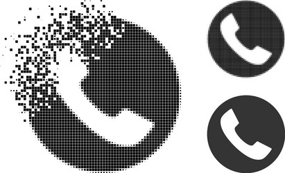 Dissolving pixel phone icon with halftone version vector