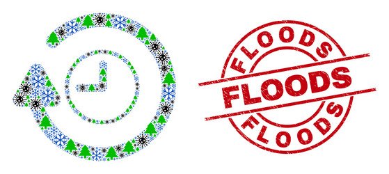 Floods distress stamp and rotate clockwise vector