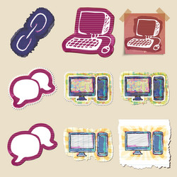 hand drawn web emblems set isolated vector image