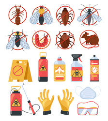 insect control objects items isolated set vector