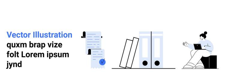 office setup with documents binders and person vector image