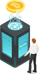 programmer managing cryptocurrency mining vector image