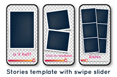 stories template with photo frame and emoji slider vector image