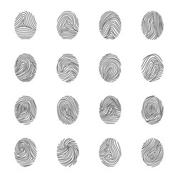 Various unique fingerprints black thin line icon vector