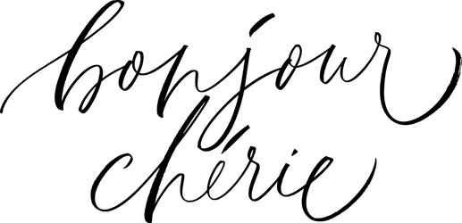 bonjour cherie - modern brush calligraphy vector