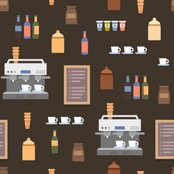 coffee flat elements seamless cartoon pattern vector