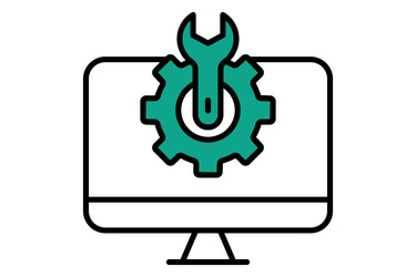 computer setting icon with gear vector image