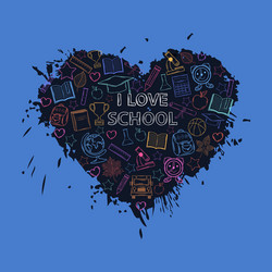 I love school heart vector