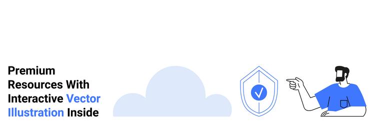 man pointing toward secure shield with cloud vector image