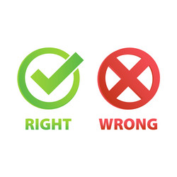 right and wrong decision with checkmark cross vector