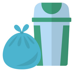 Trash bin and bag garbage icon cartoon recycling vector