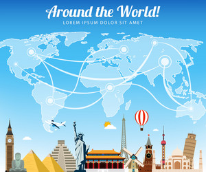 Travel composition with famous world landmarks vector