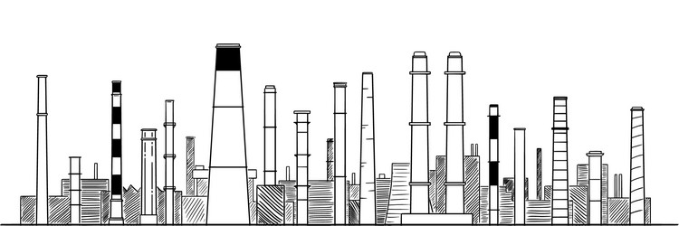 artistic drawing of industrial and factory vector