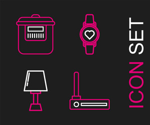 set line router and wi-fi signal table lamp smart vector image
