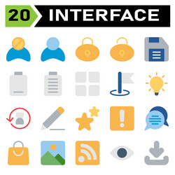 User interface icon set include block avatar vector