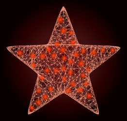 glossy net mesh red star with light spots vector image