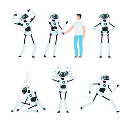 Modern Robotic Character Set vector