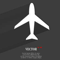 Plane flat modern web button with long shadow vector