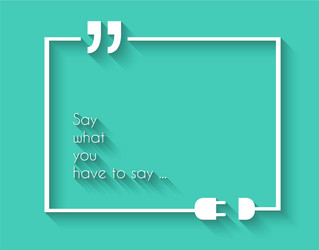 Quotation mark frame with flat style and space vector