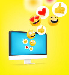 using social media with personal computer vector image