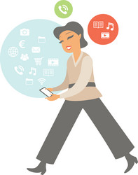 woman using mobile gadget vector