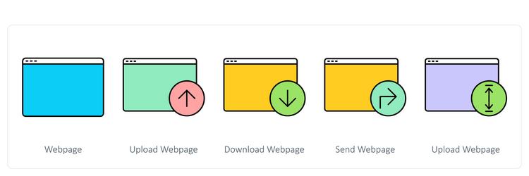 a set of web page icons as webpage upload vector image