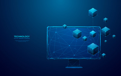abstract digital isometric blockchain icon vector image