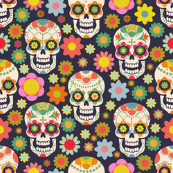 Day of the Dead Sugar Skull Pattern Vector Image