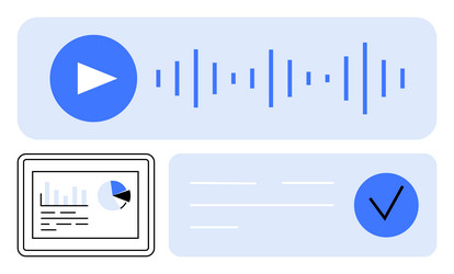 digital media interface with audio playback graph vector image